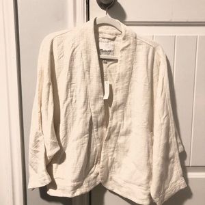 Madewell linen-blend cropped robe jacket